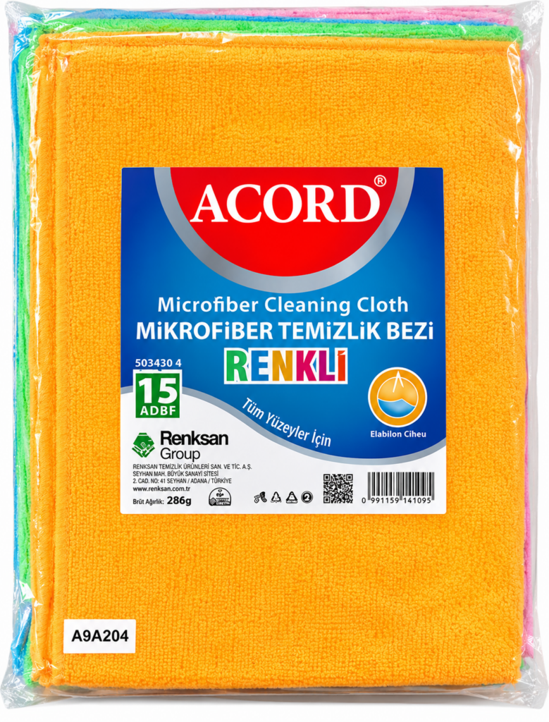 Acord 30X40 Renkli Mikrofiber Temizlik Bezi